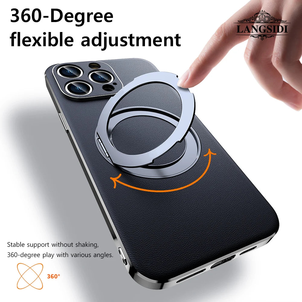 Camera lens Protective magsafe leather Magnetic Ring Holder iPhone case - DealJustDeal
