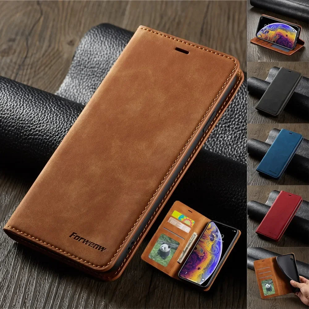 Flip Magnet Thin Suede Leather Wallet iPhone Case - DealJustDeal