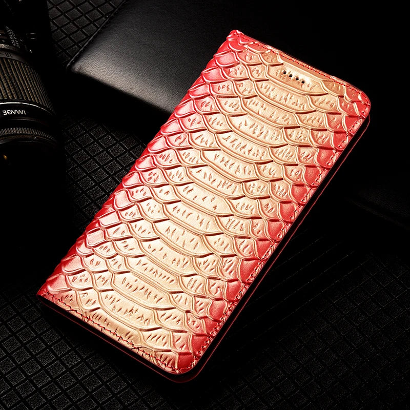 Snake Texture Genuine Leather iPhone Case - DealJustDeal