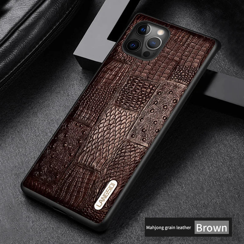 Retro Splice Genuine Leather iPhone Case - DealJustDeal