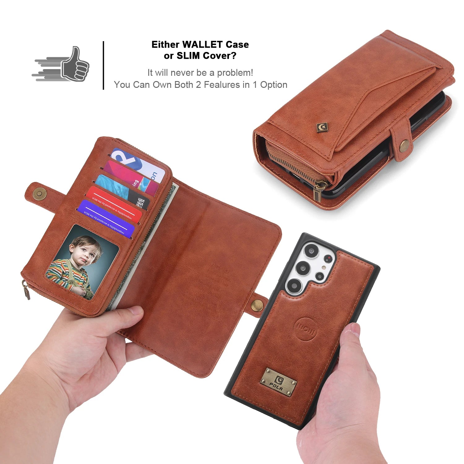 Detachable Magnetic Fold Wallet Leather Galaxy Note and S Case - DealJustDeal