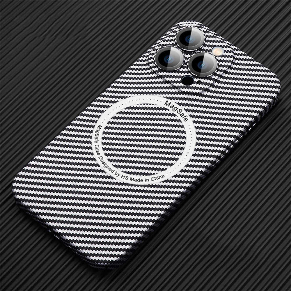 Carbon Fiber Pattern Magsafe Magnetic Wireless Charge iPhone Case - DealJustDeal