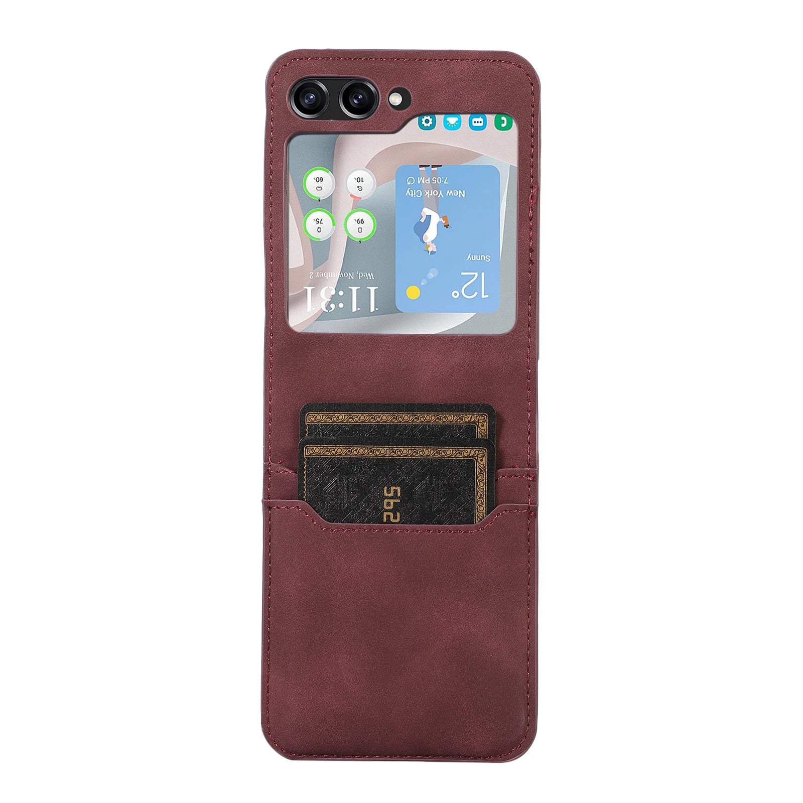 Card Holder Leather Wallet Galaxy Z Flip Case - DealJustDeal