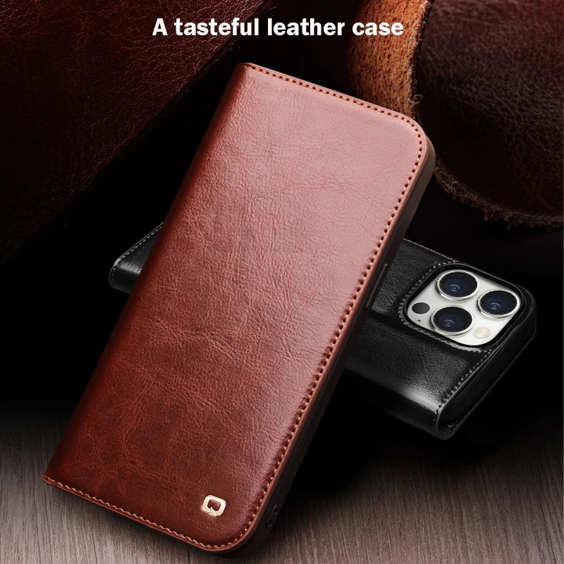 Genuine Leather Flip iPhone Case - DealJustDeal