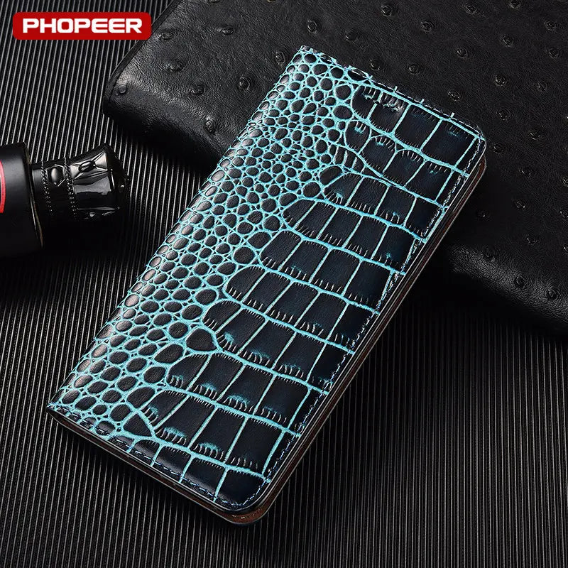 Crocodile Genuine Leather Flip Google Case - DealJustDeal