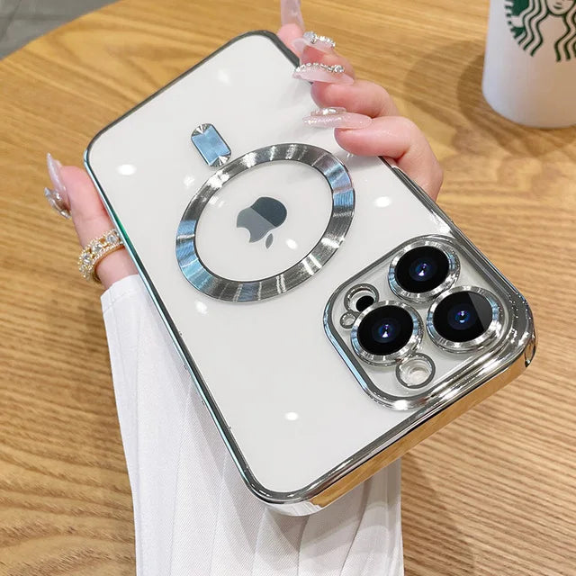 Soft Plating Fashion Magnetic Magsafe iPhone Case With Lens Protector - DealJustDeal