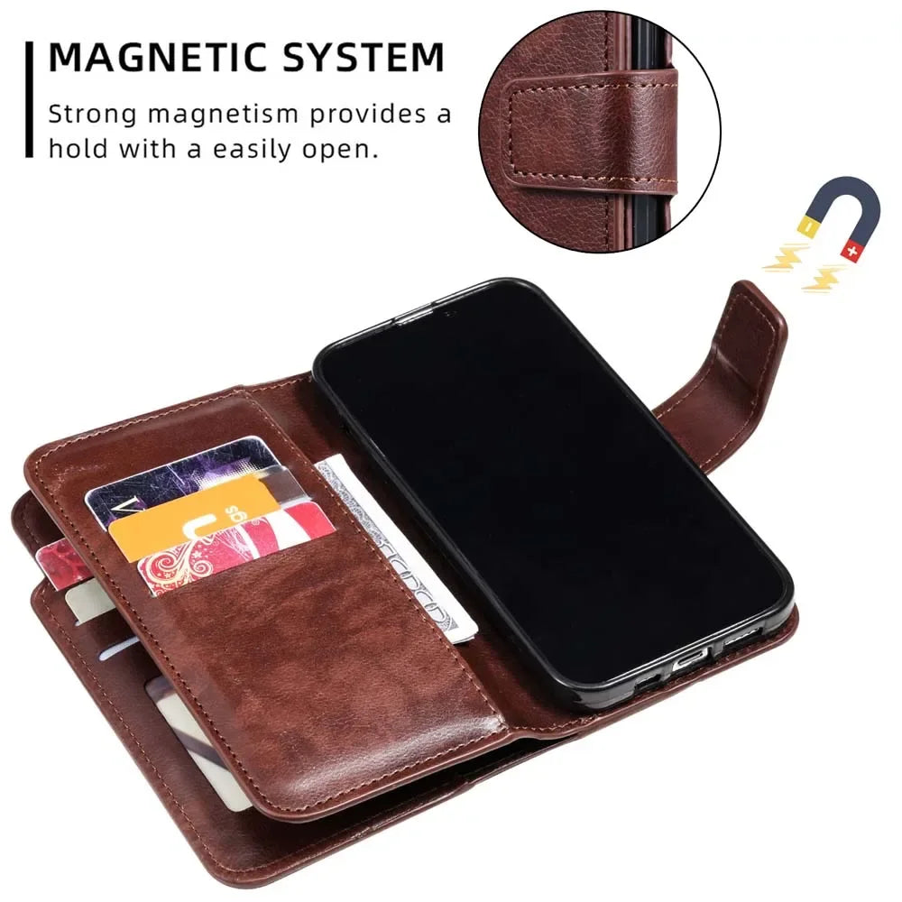 Leather Nine Cards Wallet Galaxy Note and S Case - DealJustDeal