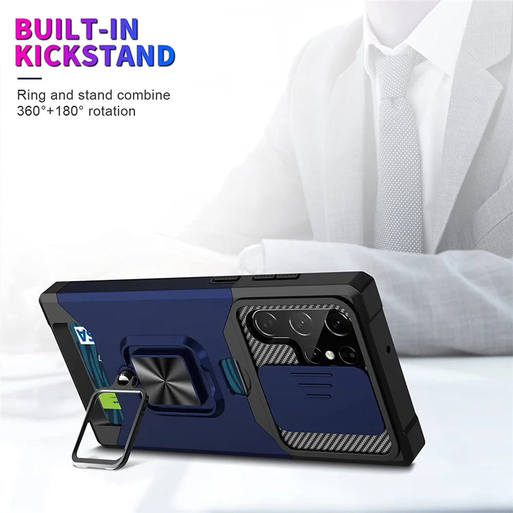 Card Slot Bag Finger Ring Holder Stand Galaxy Note and S Case - DealJustDeal