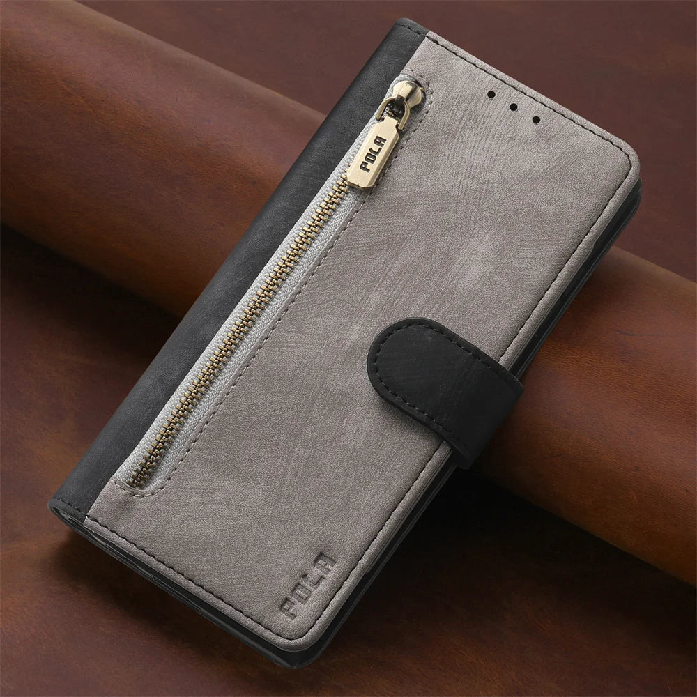 RFID Block Zipper Wallet Leather Google Case - DealJustDeal