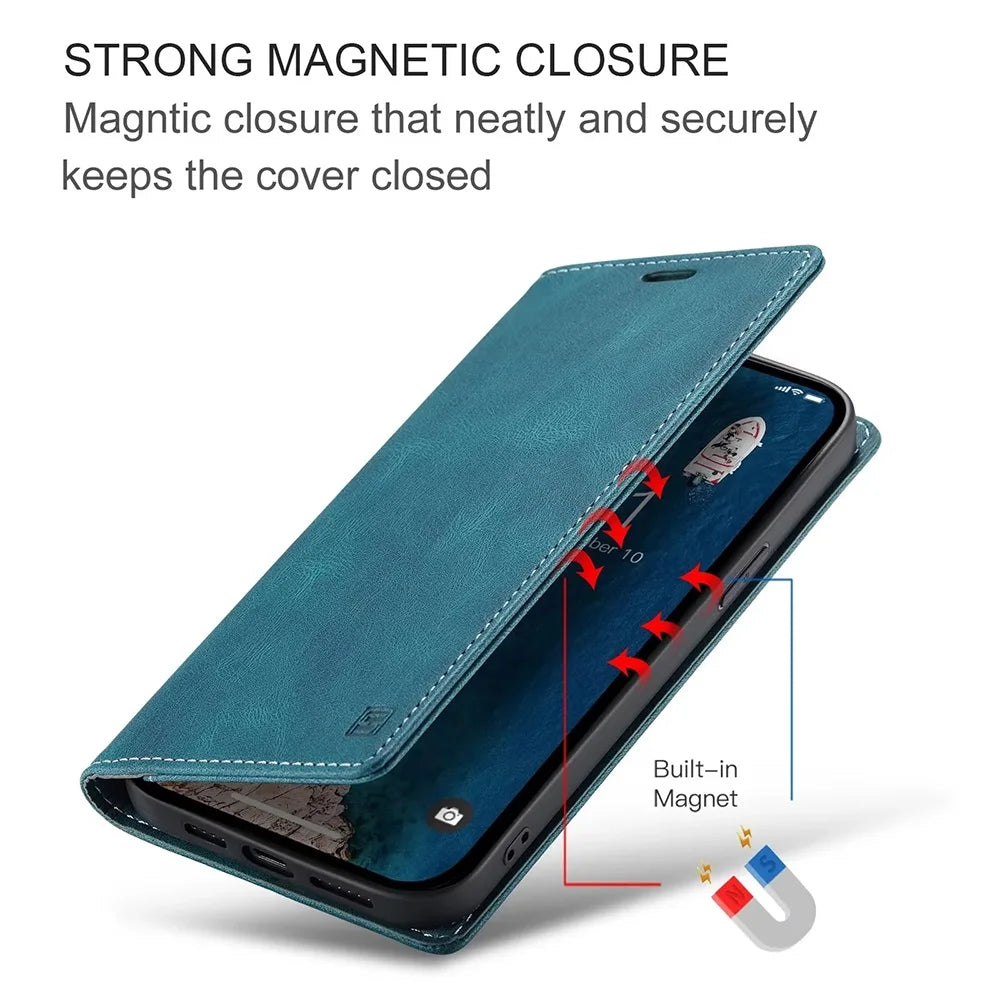 Wallet Folio Flip Cover Rfid Blocking Leather iPhone Case - DealJustDeal