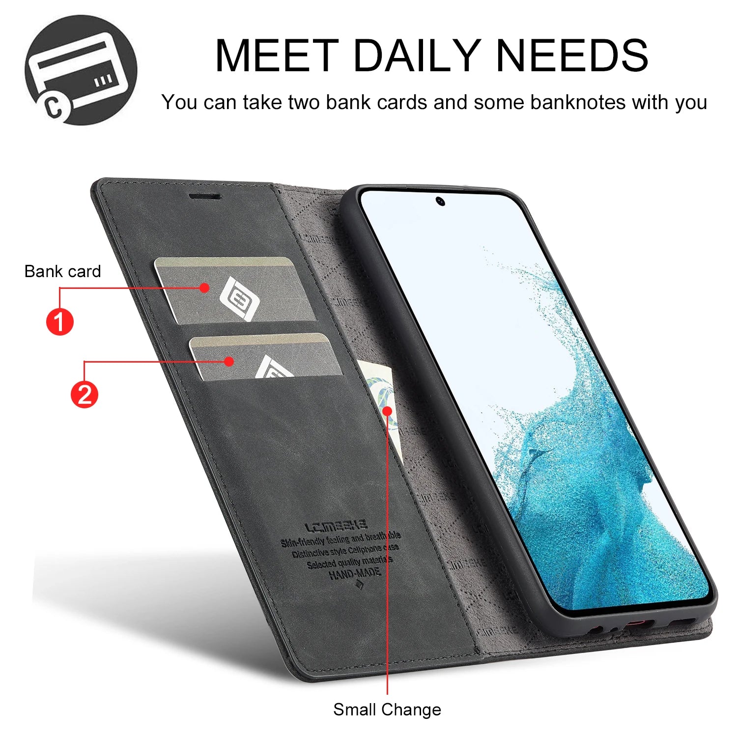 Magnetic Flip Wallet Leather Galaxy S Case - DealJustDeal