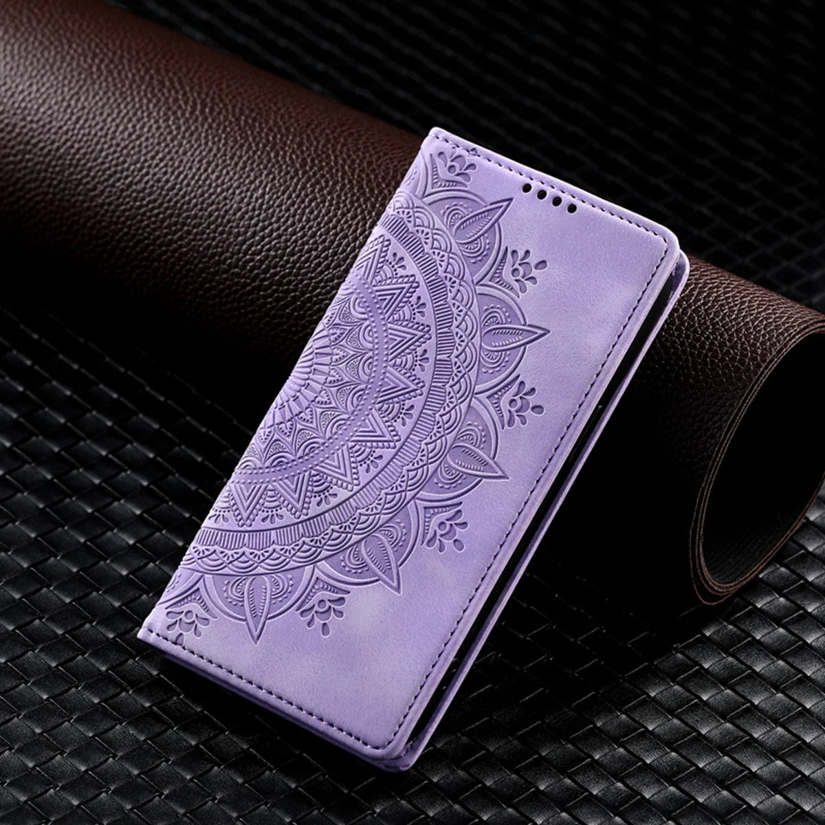 Magnetic Flip Embossed Totem Card Slots Wallet Leather Galaxy Note and S Case - DealJustDeal