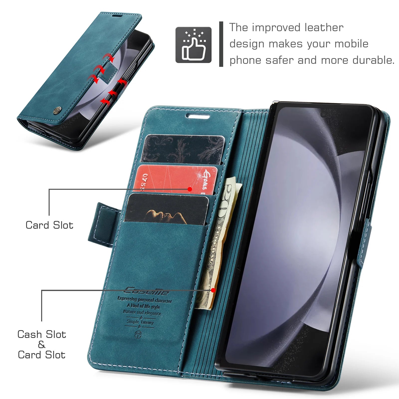 Matte Card Slot Magnetic Stand Wallet Leather Galaxy Z Fold Case - DealJustDeal