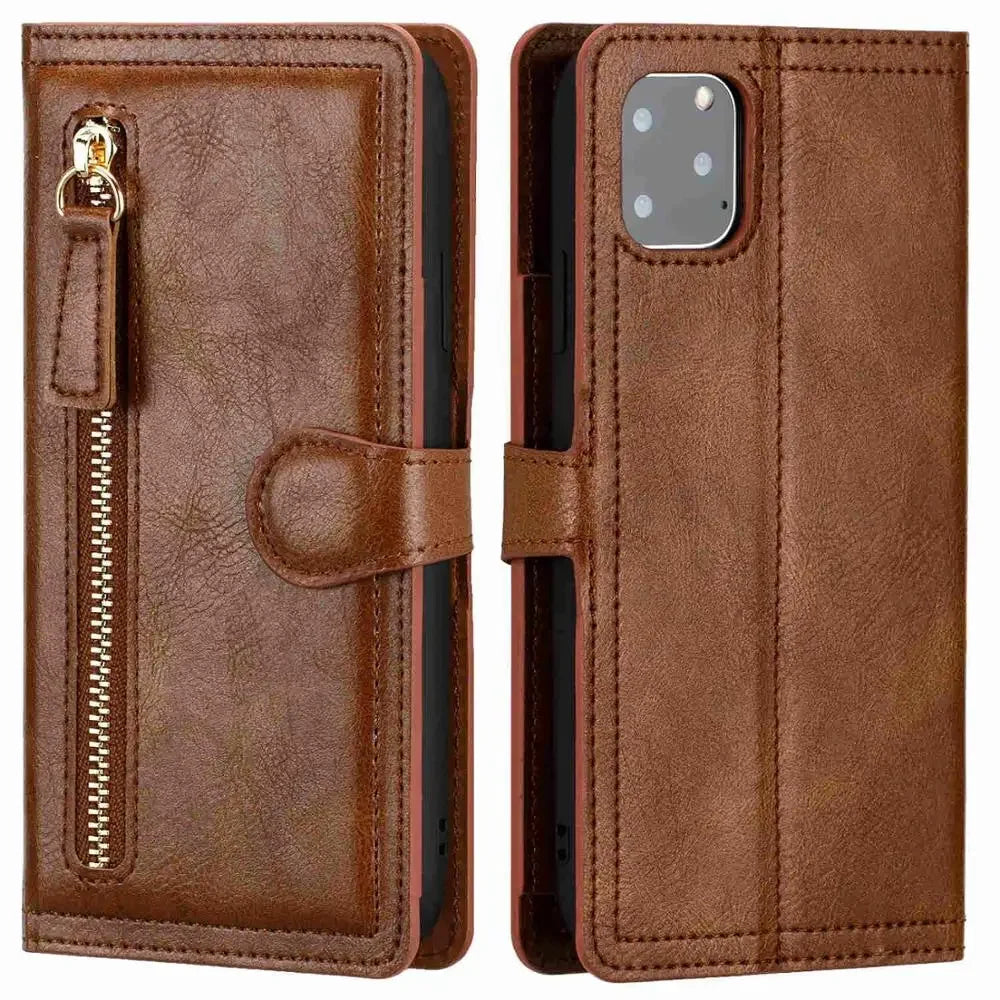 Zipper Flip Wallet Stand Leather iPhone Case - DealJustDeal