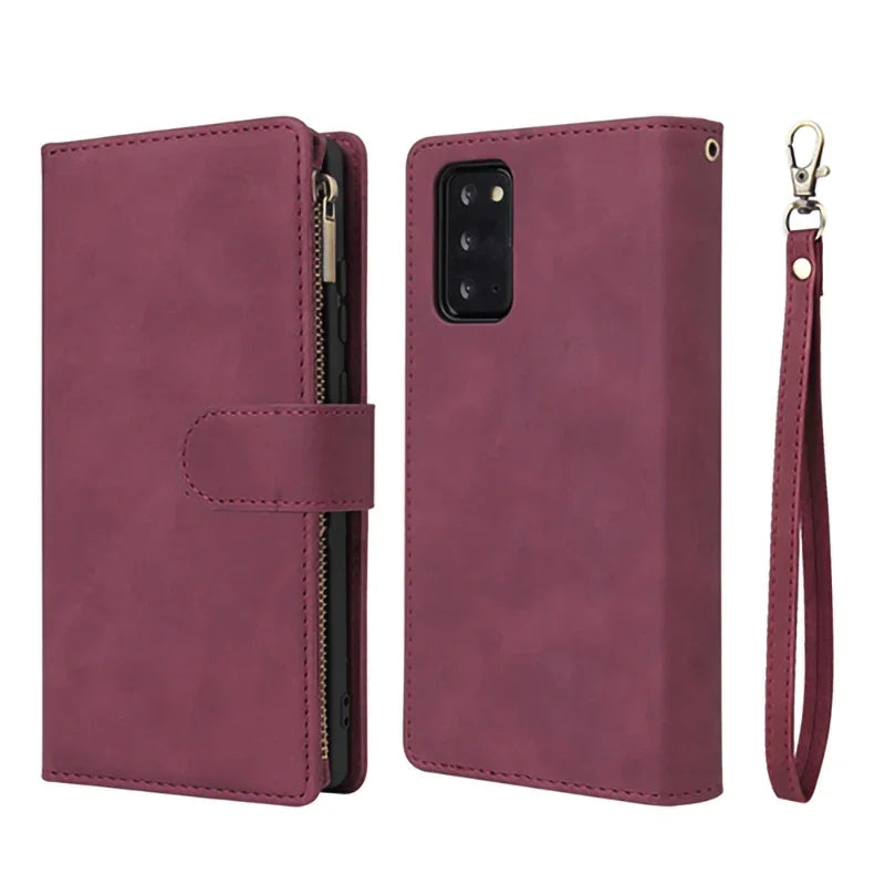 Magnetic Flip Zipper Leather Wallet Galaxy Note and S Case - DealJustDeal