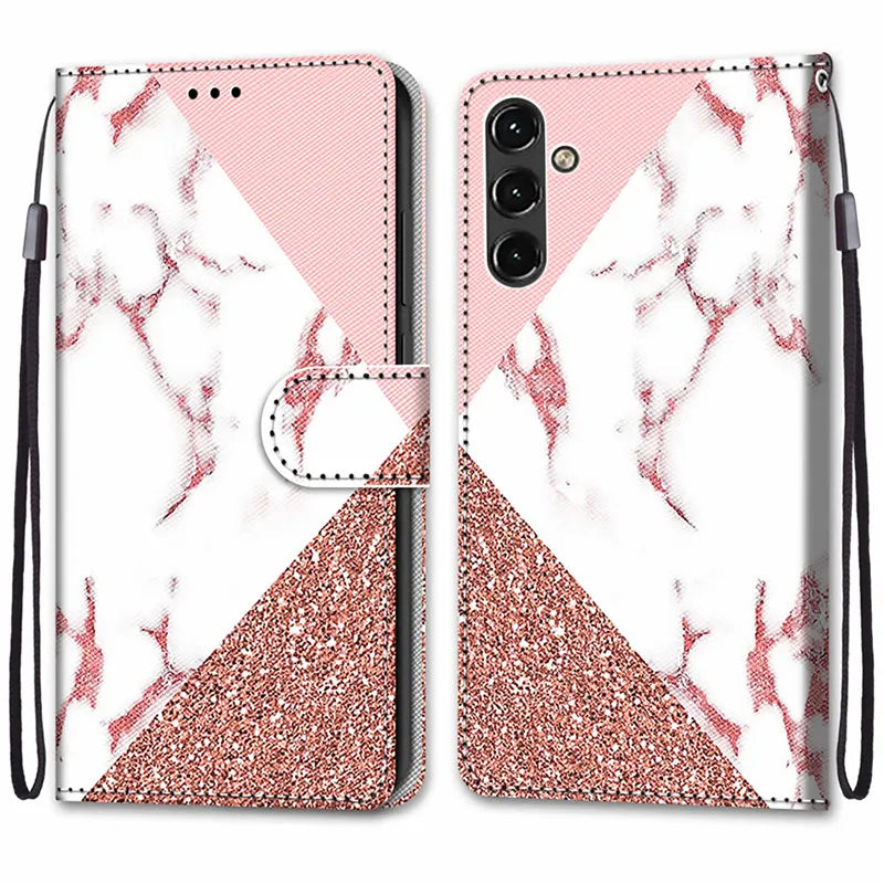 Wallet Stand Book Flower Pattern Flip Leather Galaxy A Case - DealJustDeal