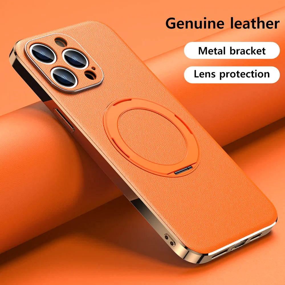 Lens Protective Magsafe Leather Magnetic iPhone Case - DealJustDeal