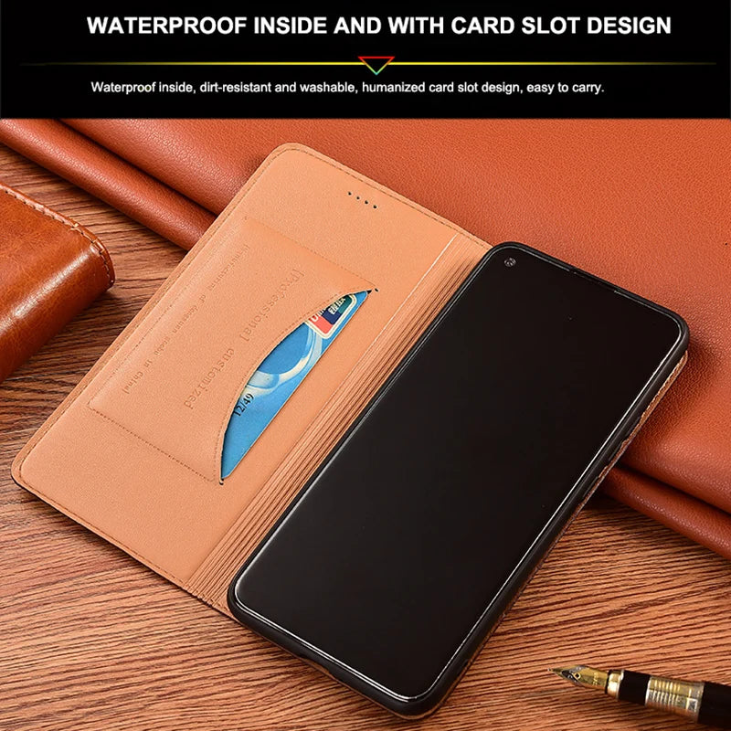 Magnetic Wallet Flip Cowhide Genuine Leather Galaxy S Case - DealJustDeal