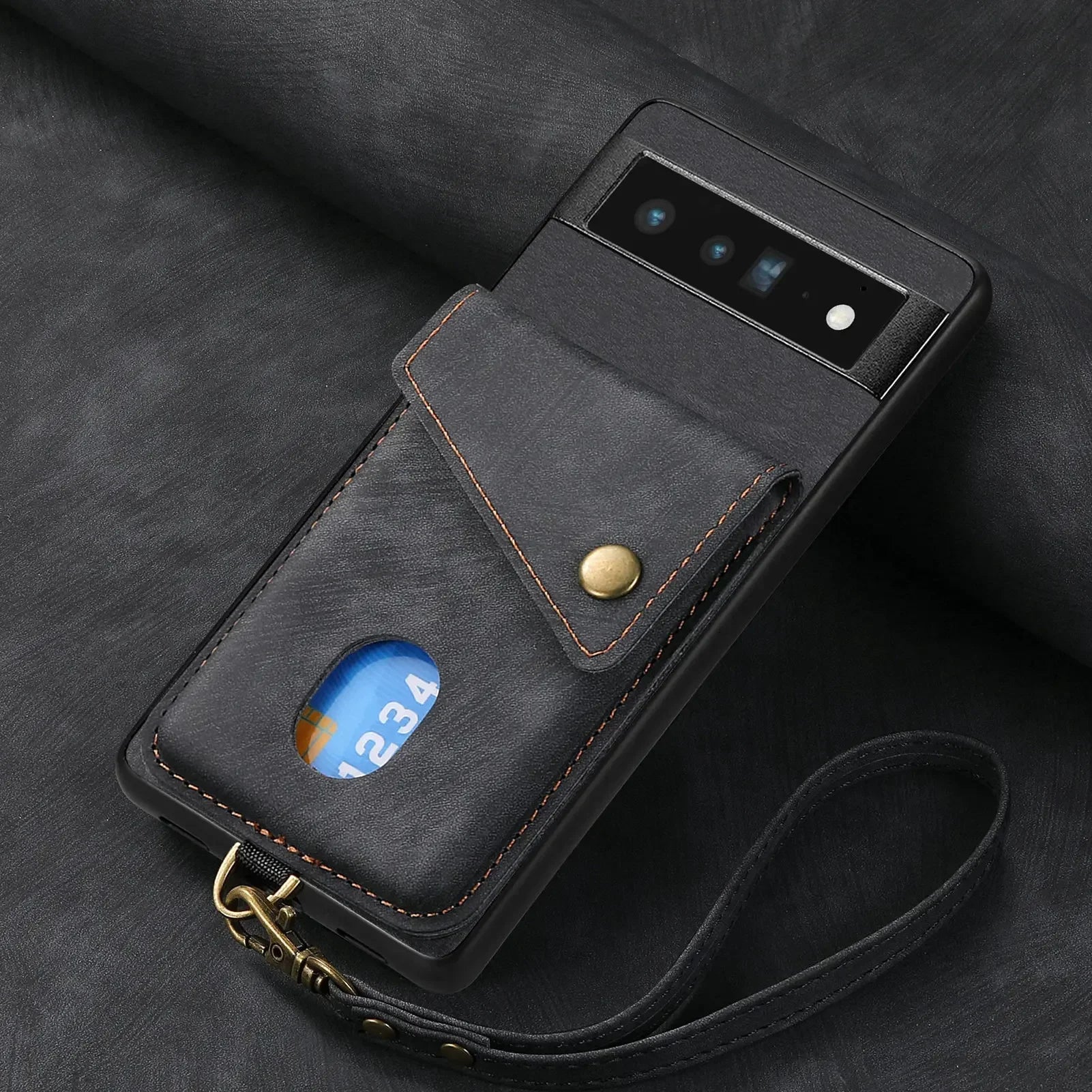 Magnet Wallet Flip Lanyard Strap Leather Google Case - DealJustDeal