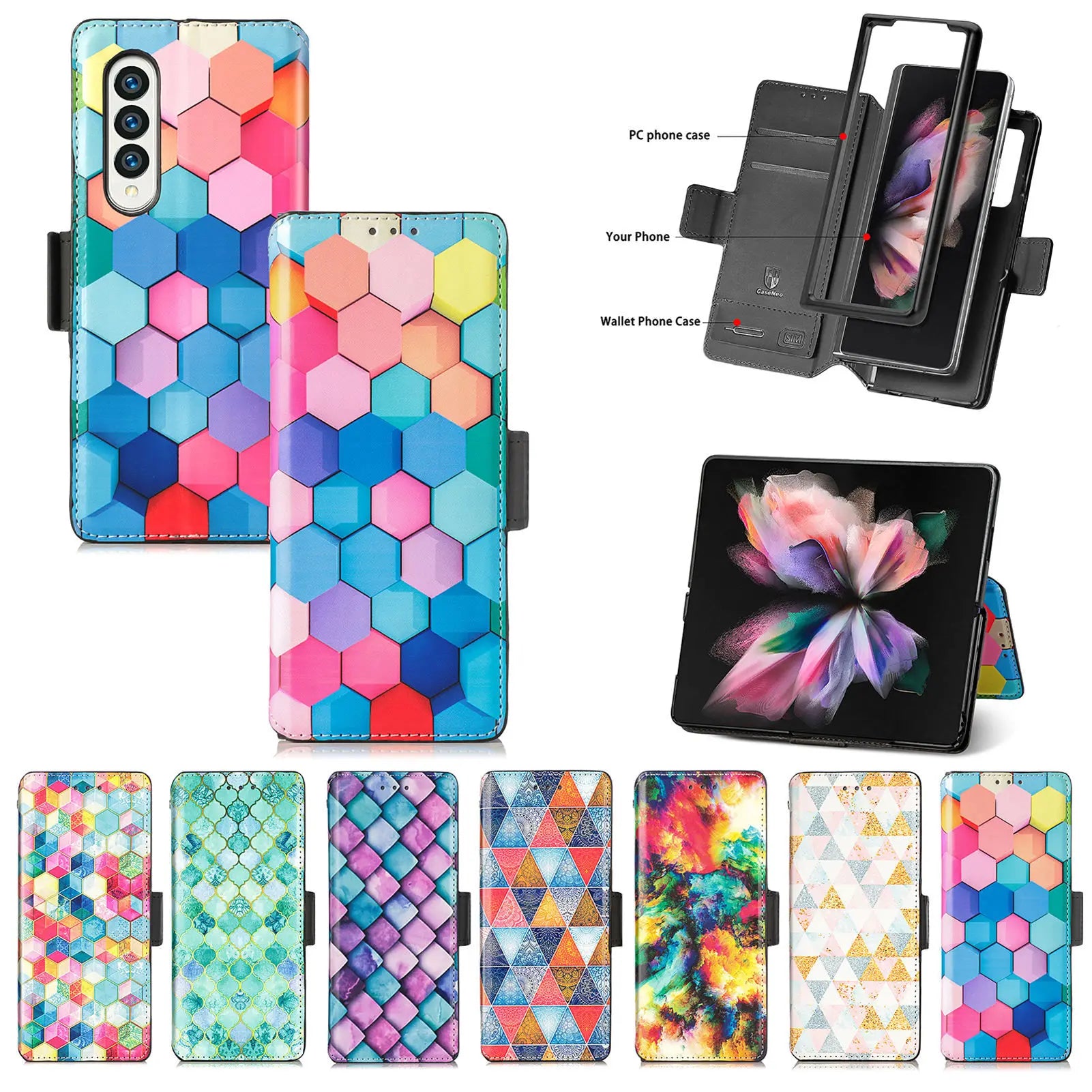 Multifunctional Wallet Double Side Buckle Anti-Drop Leather Galaxy Z Fold Case - DealJustDeal