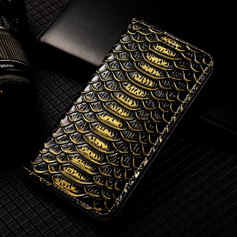 Snake Texture Genuine Leather iPhone Case - DealJustDeal