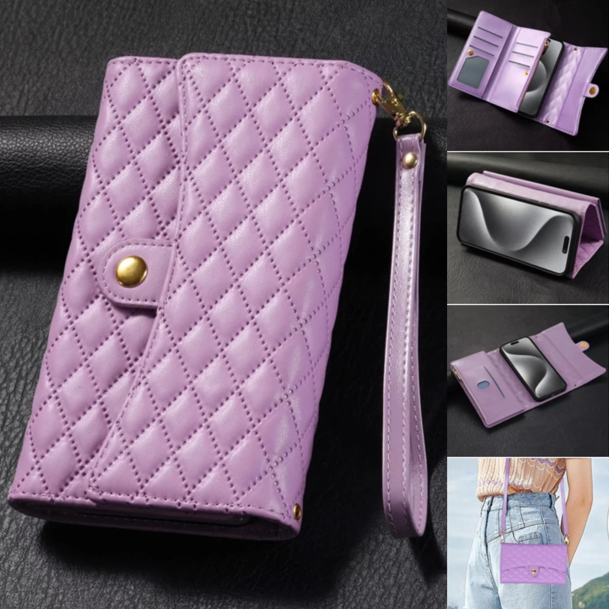 Crossbody Cards Slot Wallet Leather Google Case - DealJustDeal