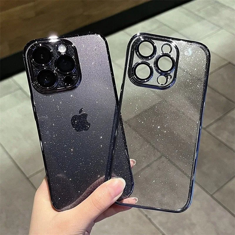 Clear Transparent Shockproof Electroplated Glitter iPhone Case - DealJustDeal