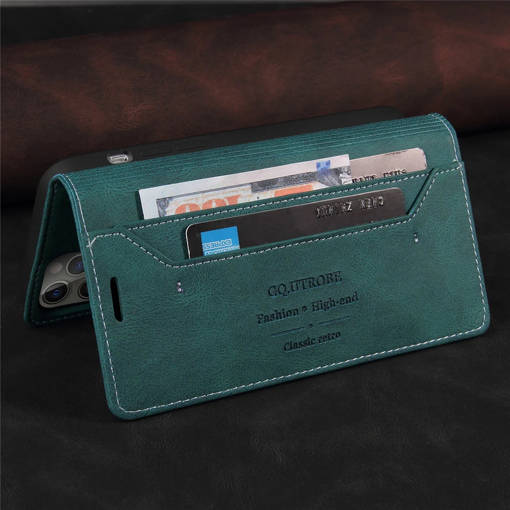 Flip Wallet Anti-theft Brush Leather Galaxy A and M Case - DealJustDeal