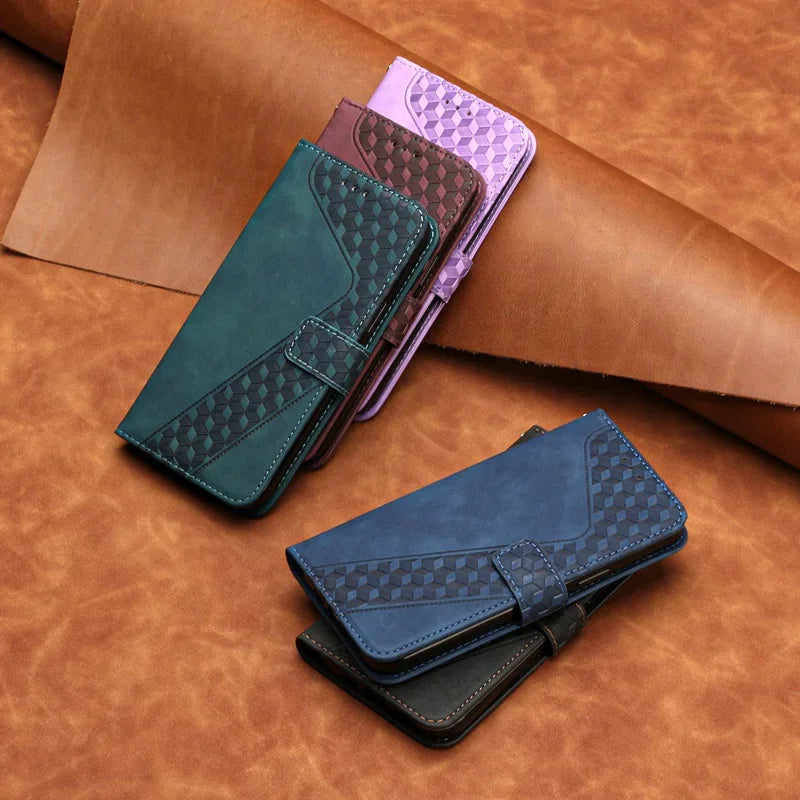 Embossed Wallet PU Leather Google Case - DealJustDeal