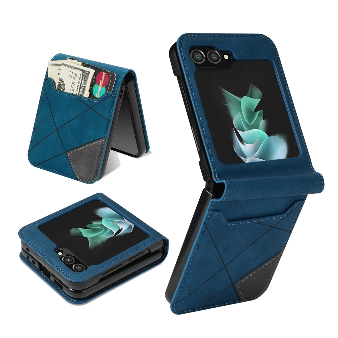 Card Holder Flip Book Leather Wallet Galaxy Z Flip Case - DealJustDeal