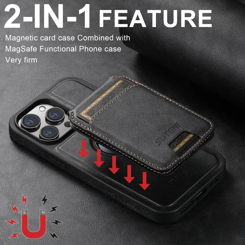 2 in 1 Detachable Wallet Magnetic PU Leather iPhone Case - DealJustDeal