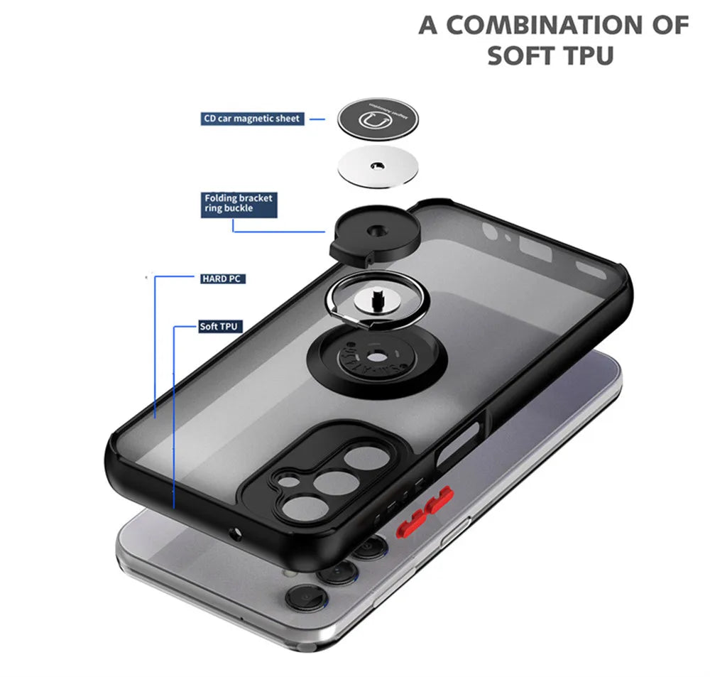 Shockproof Matte Metal Ring Holder Armor Galaxy A and M Case - DealJustDeal