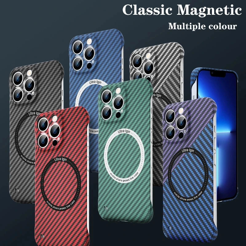 Ultra Thin For Magsafe Magnetic Carbon Fiber Frameless iPhone Case - DealJustDeal