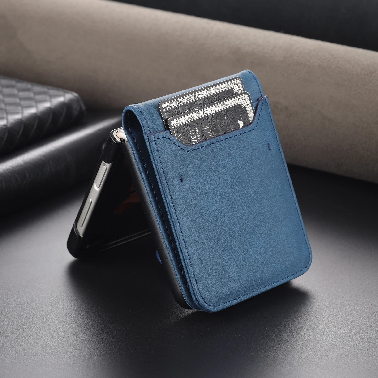 Magnetic Card Wallet  Leather Folding Galaxy Z Flip Case - DealJustDeal