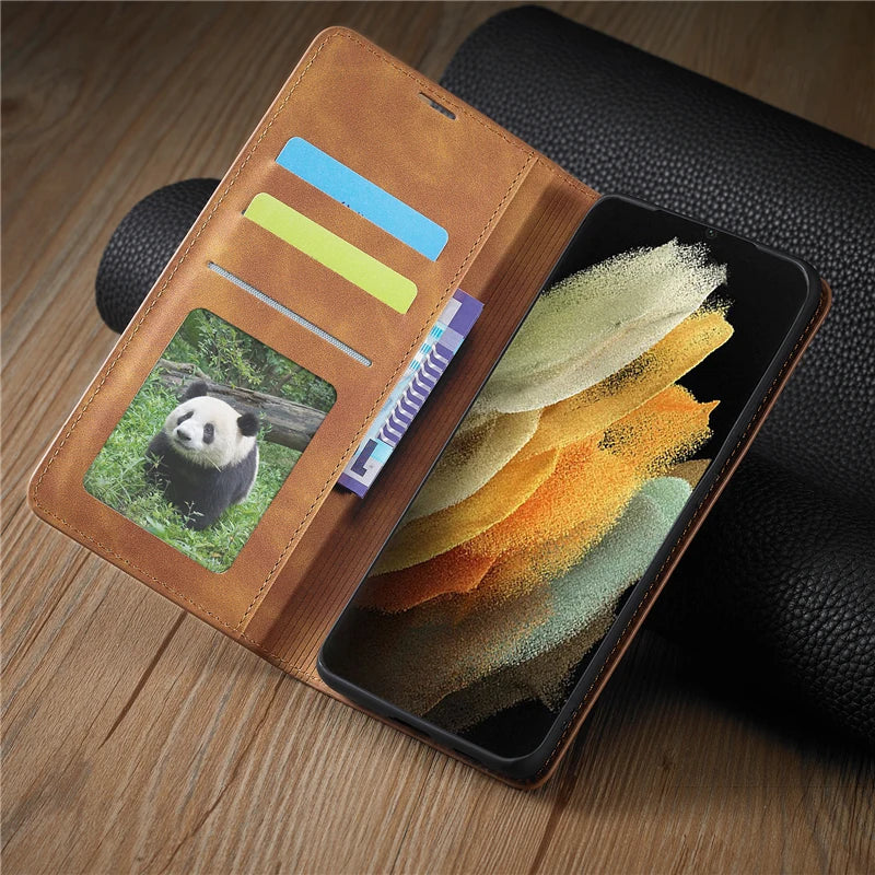 Flip Wallet Leather Galaxy Case - DealJustDeal