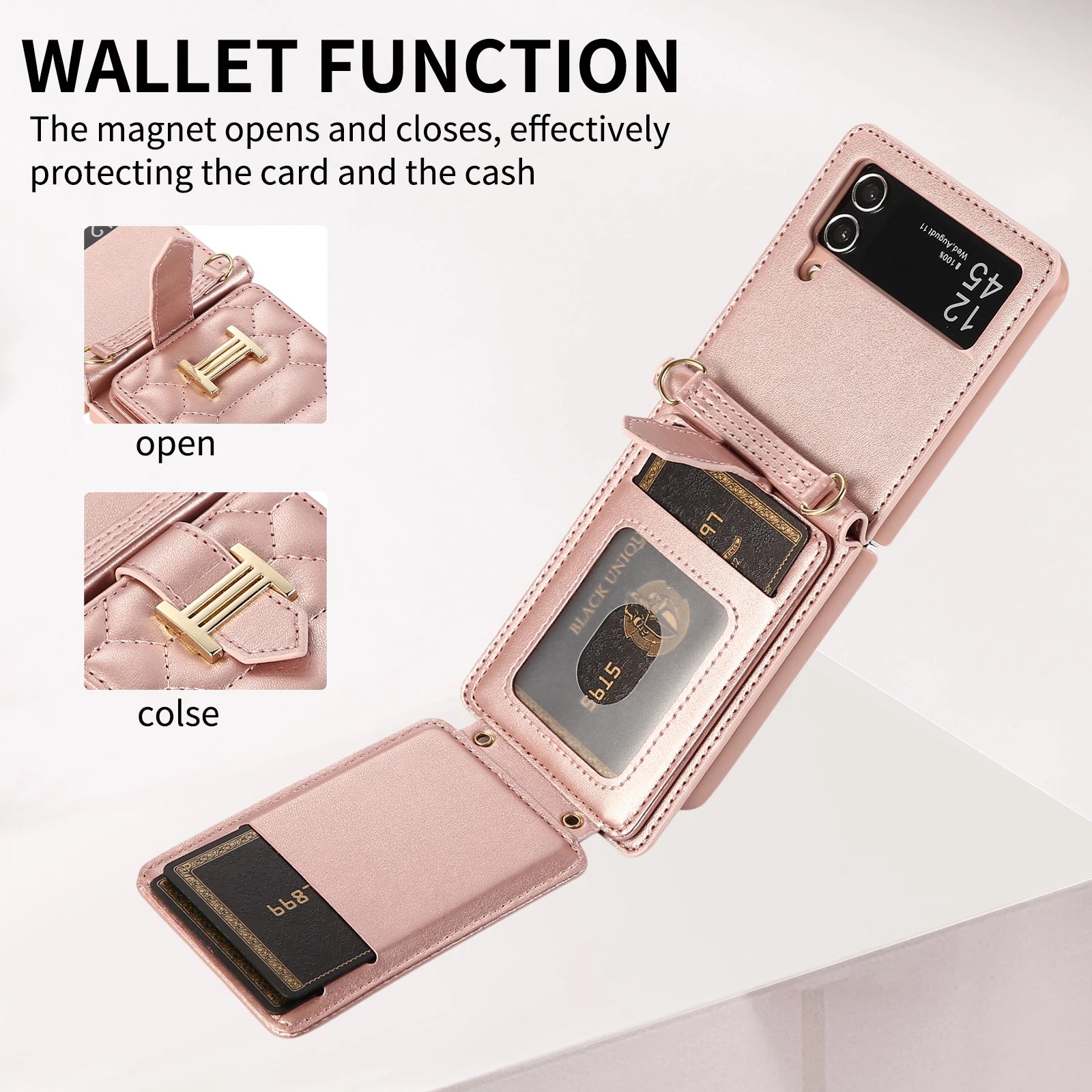 Vertical Cards Slot Holder Wallet Leather Galaxy Z Flip Case - DealJustDeal