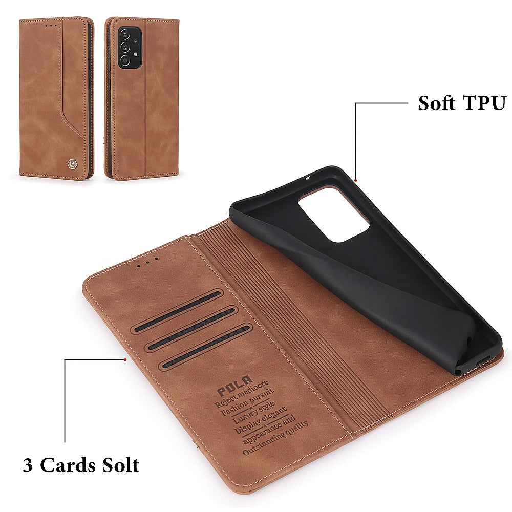 Magnetic Flip Wallet Leather Galaxy A and M Case - DealJustDeal