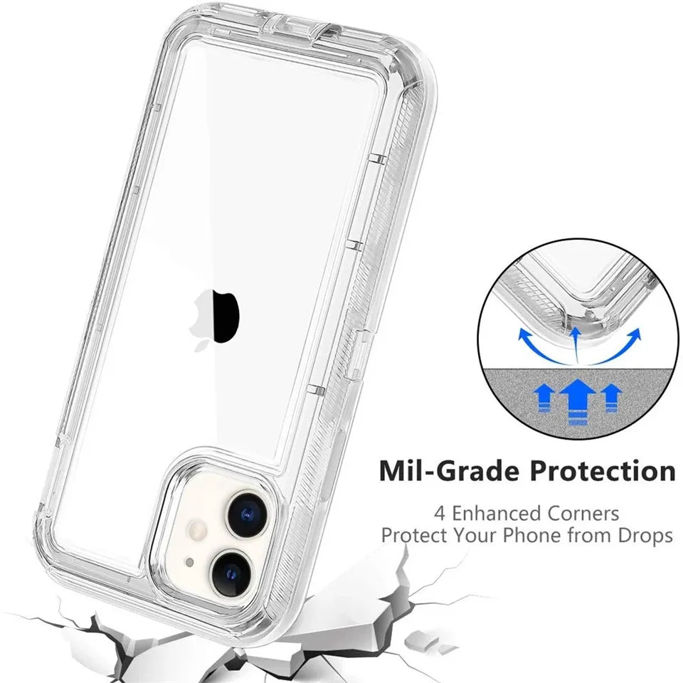 Transparent Shockproof Armor Hybrid 360 Full Body iPhone Case - DealJustDeal