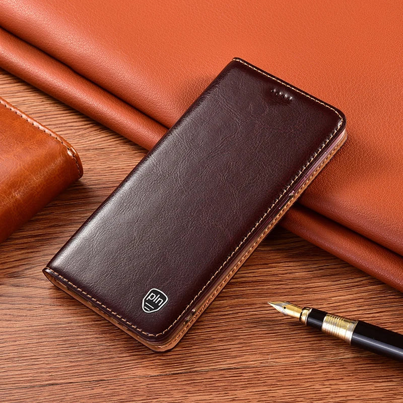 Magnetic Wallet Flip Cowhide Genuine Leather Galaxy S Case - DealJustDeal