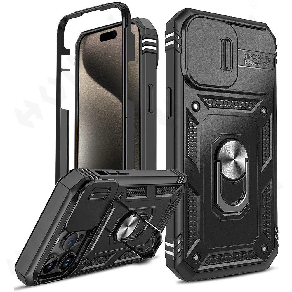 Armor Designed Shockproof Rugged Protective Slide Lens Protector iPhone Case - DealJustDeal