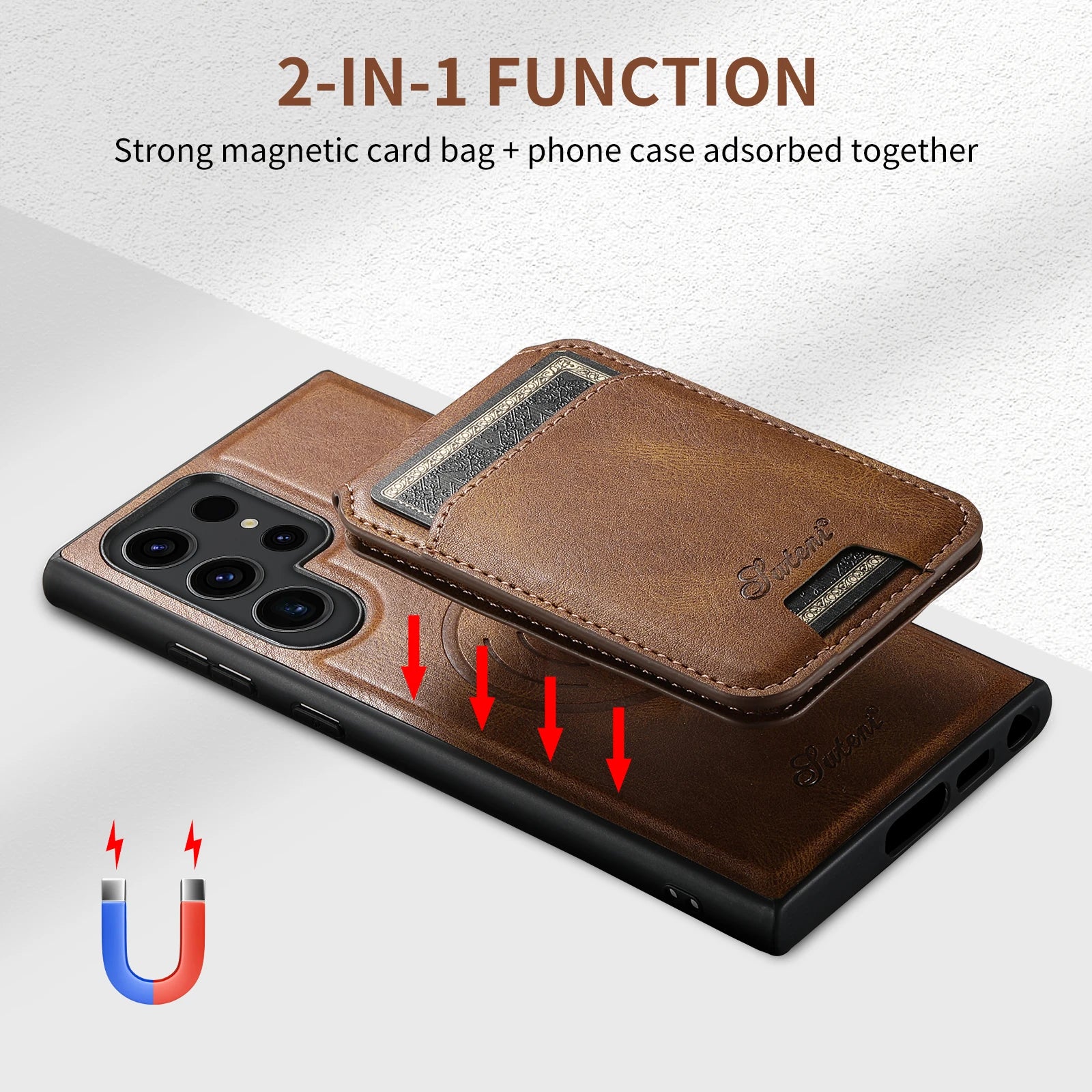 Card Holder Leather Magnetic Pocket Galaxy Note and S Case - DealJustDeal