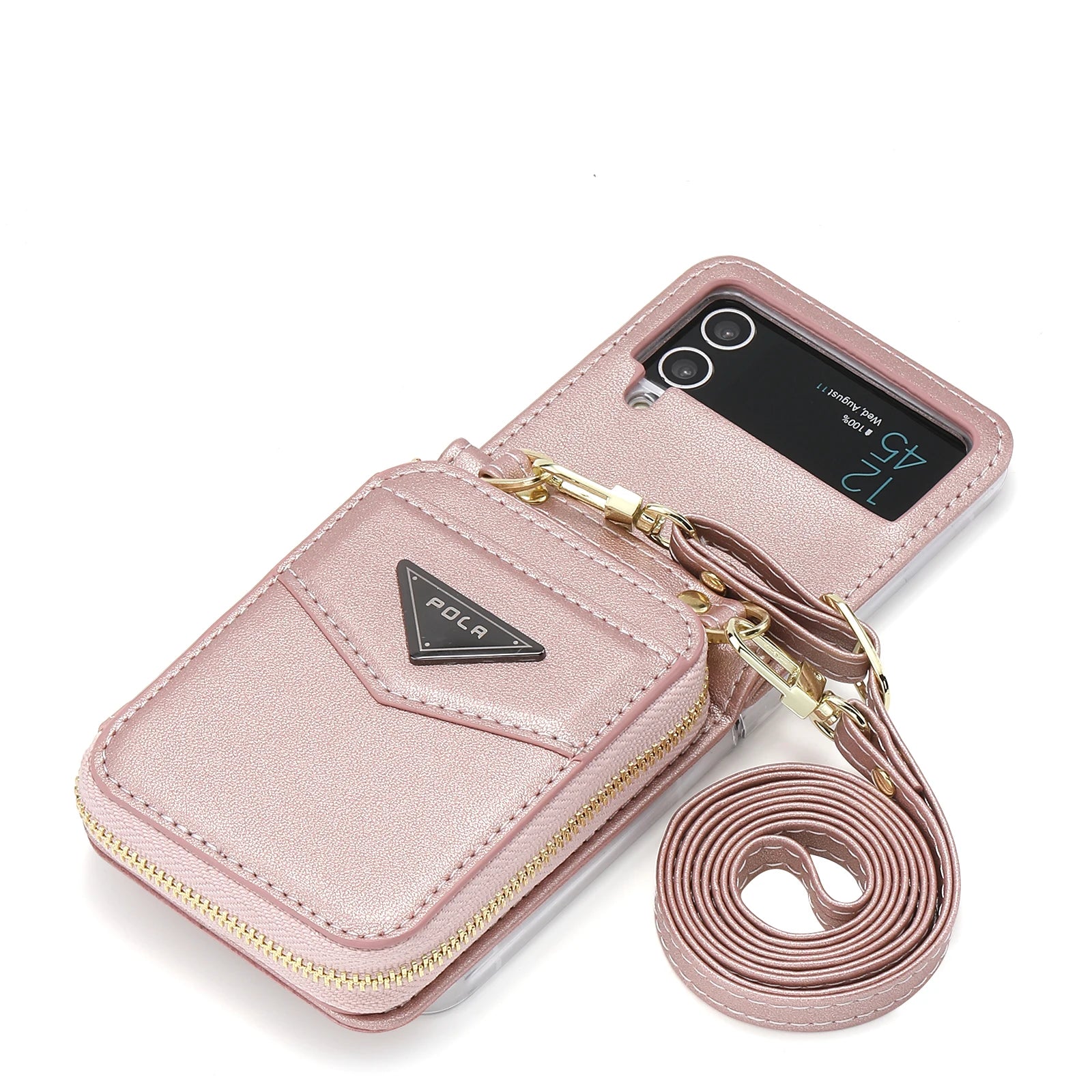 Zipper Purse Wallet Leather Galaxy Z Flip Case - DealJustDeal