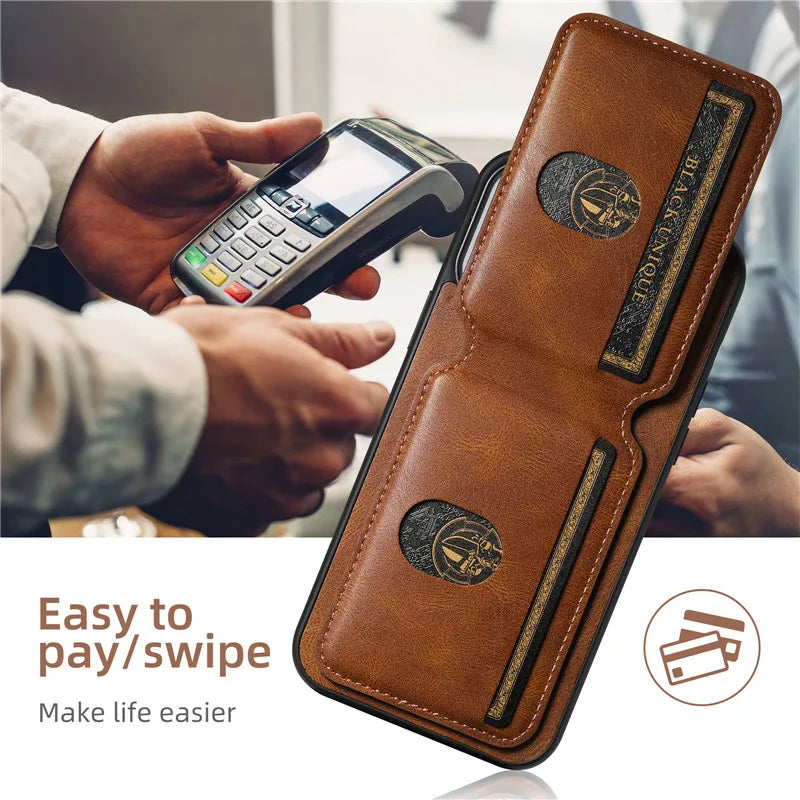 Luxury Magnetic Flip Leather Wallet iPhone Case - DealJustDeal