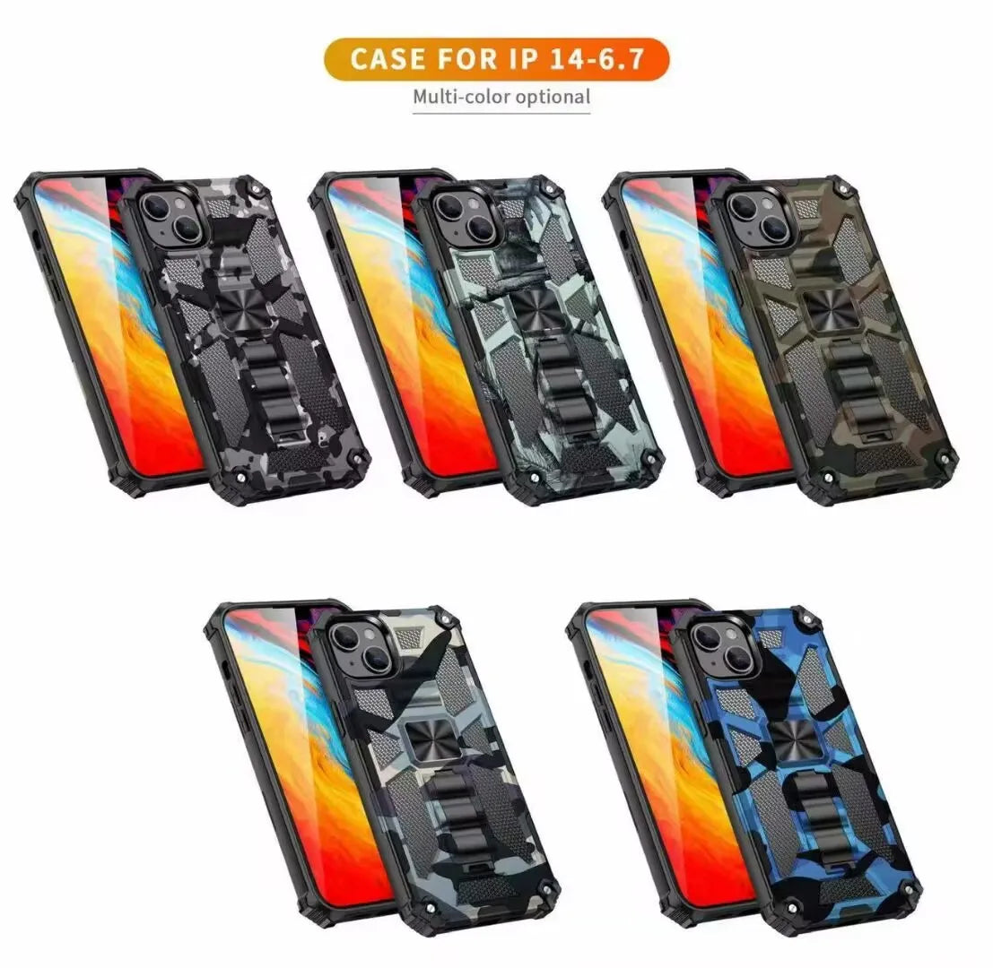 Hybrid Armor Military Grade Camouflage Built-in Kickstand iPhone Case - DealJustDeal