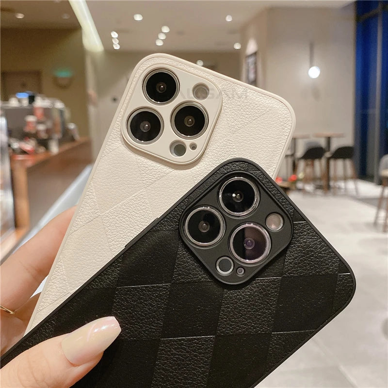 Soft Full Camera Protection Leather Texture Shockproof iPhone Case - DealJustDeal