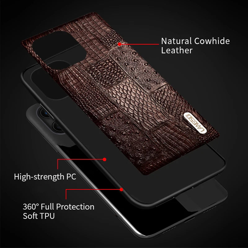 Retro Splice Genuine Leather iPhone Case - DealJustDeal