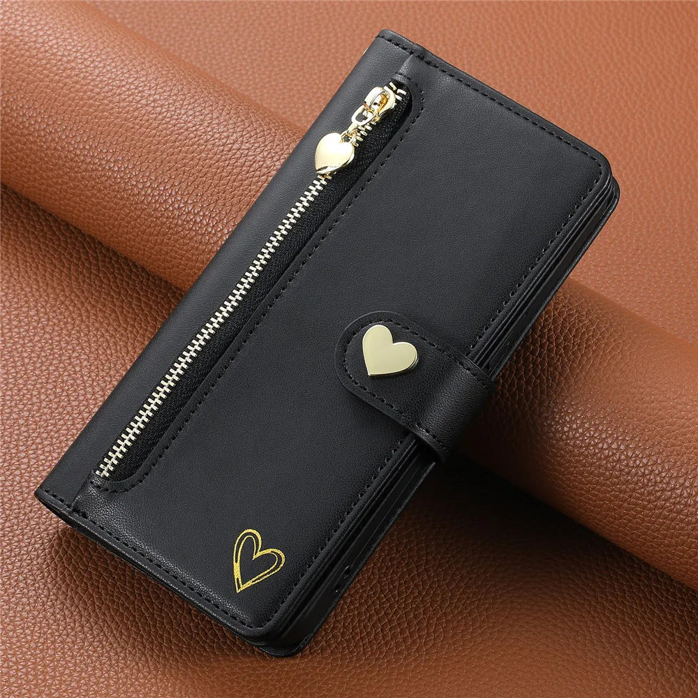 Zipper Cards Slot Wallet Leather Galaxy S Case - DealJustDeal