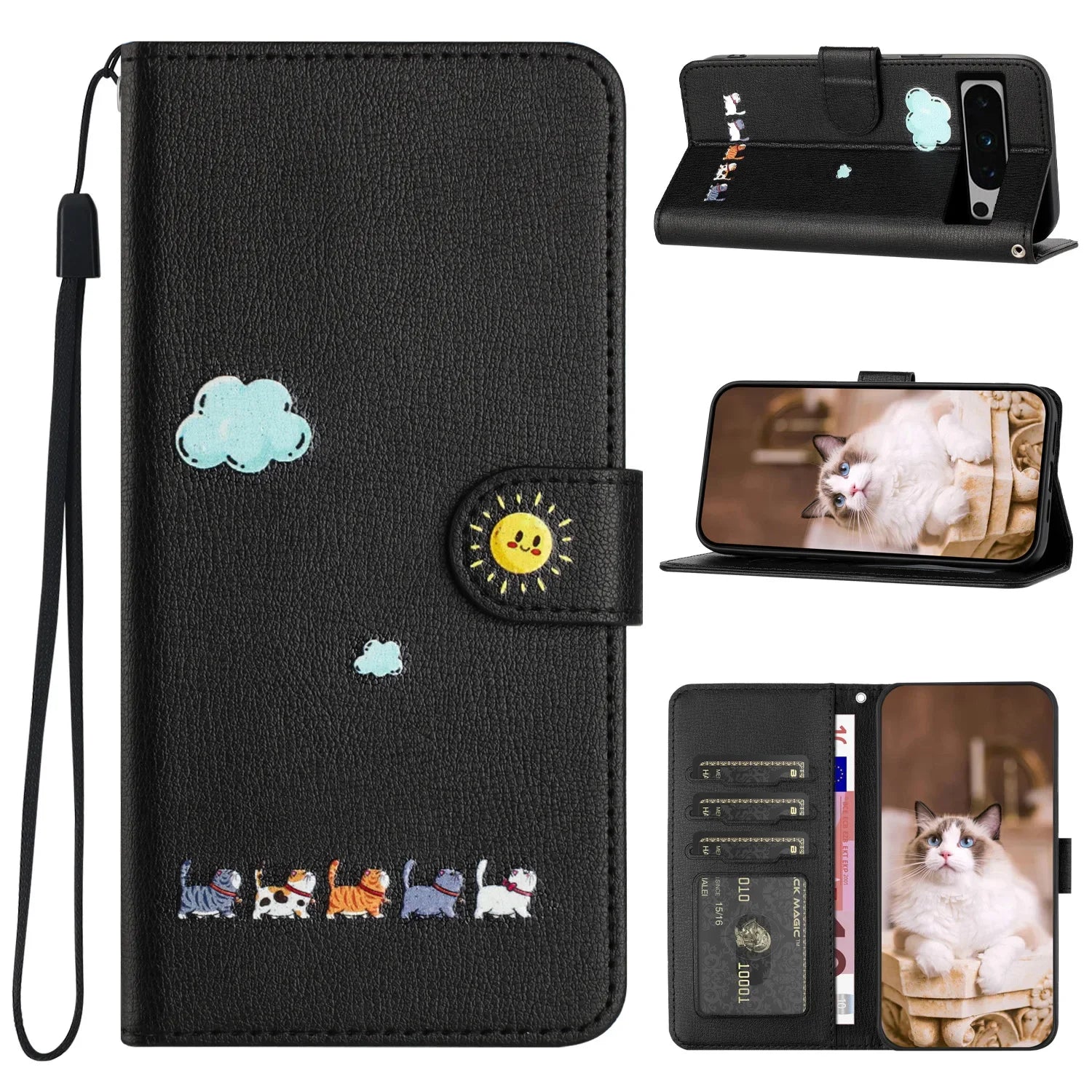 Cute Cat Wallet Leather Google Case - DealJustDeal
