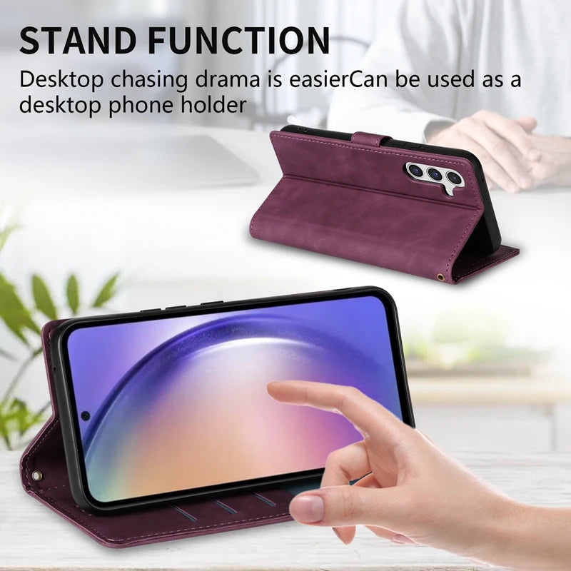 Wallet Card Slot Holder Magnetic Flip Leather Galaxy A Case - DealJustDeal