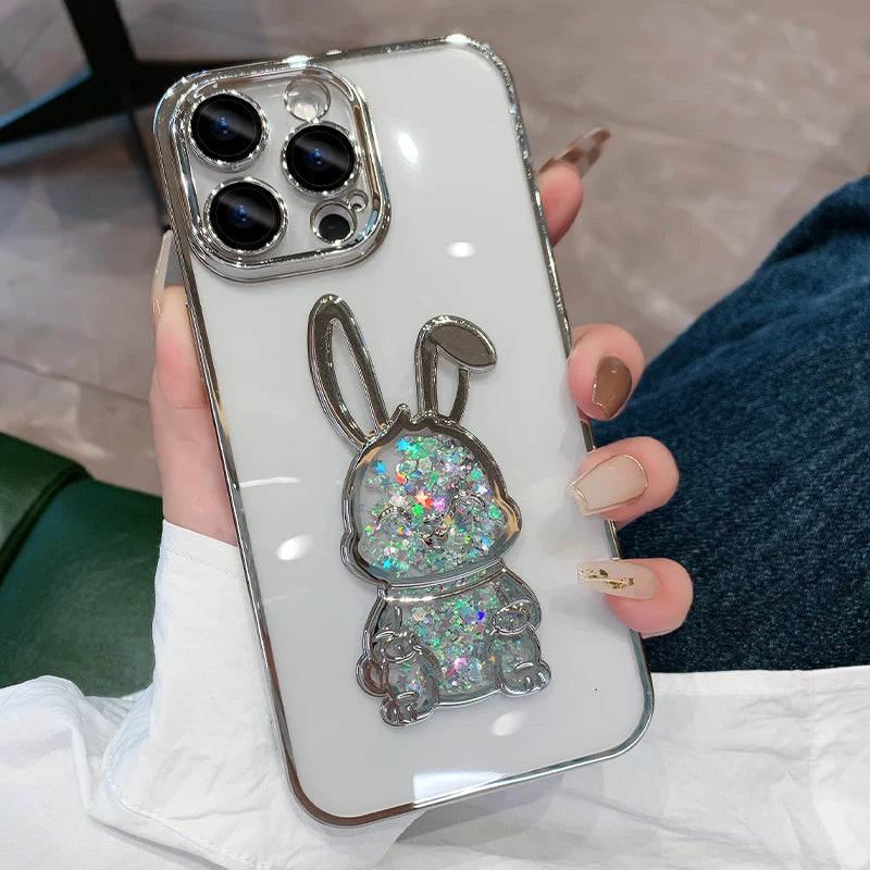 Camera Protective Cute Rabbit Quicksand Glitter iPhone Case - DealJustDeal